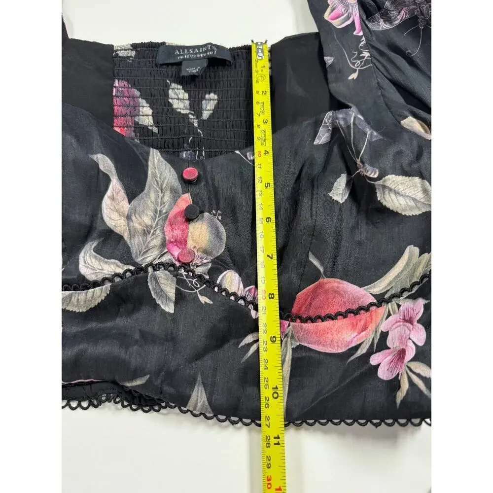 ALLSAINTS Ria Soleil Linen & Silk Crop Top In Black New Without Tags Size 8 $219 - Picture 5 of 7